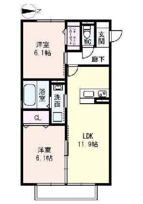 HAUOLISNARA(2LDK/2階)の間取り写真