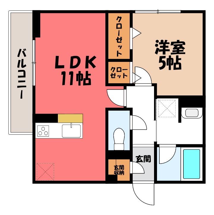 D-GRAN 飯田町(1LDK/2階)の間取り写真