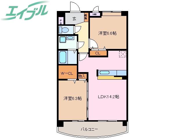 プライムスクエア(2LDK/5階)の間取り写真