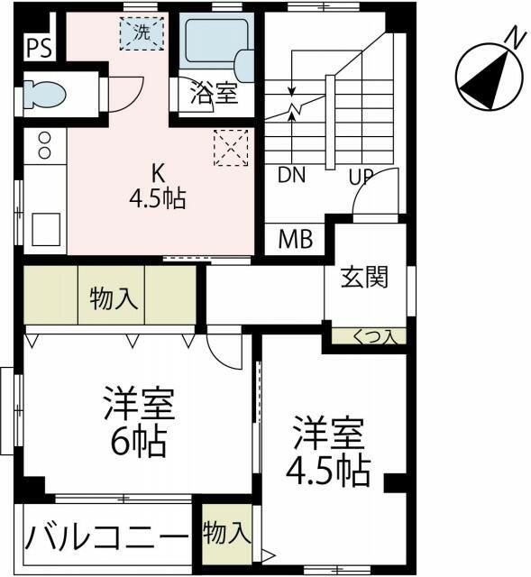 天野屋ビル(2K/3階)の間取り写真