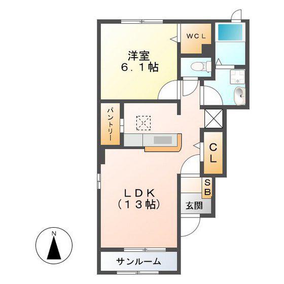 グランドールAOYAMA B(1LDK/1階)の間取り写真