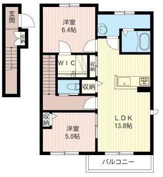 サクラヴィレッジ弐番館(2LDK/2階)の間取り写真