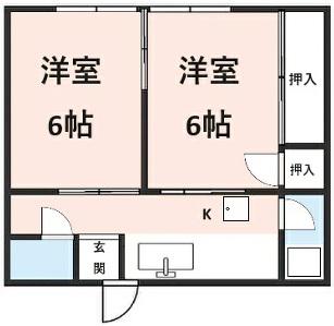 ペディコート加古川(2K/1階)の間取り写真