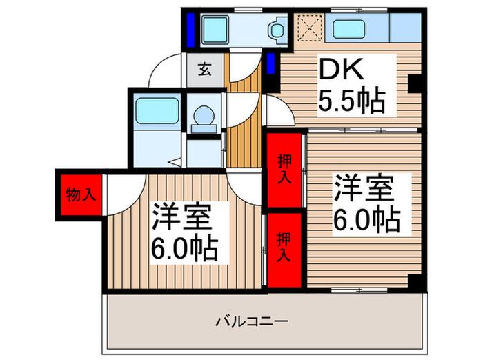 ヴィラ西川口(2DK/3階)の間取り写真