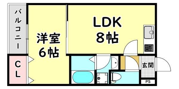 EIKOU菊水通(1LDK/1階)の間取り写真
