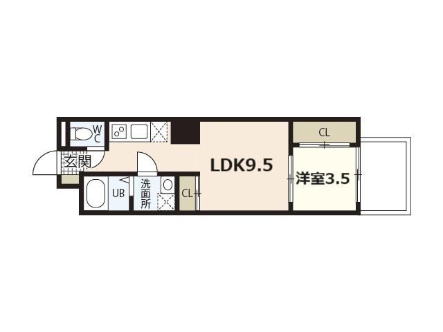 ASTERISK(1LDK/4階)の間取り写真