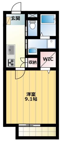 ノーブル A(1K/2階)の間取り写真