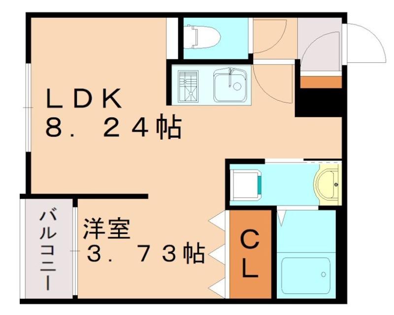 QUADOR平尾(1LDK/3階)の間取り写真
