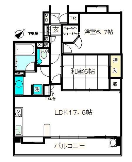 ル・シェモア泉町(2LDK/8階)の間取り写真