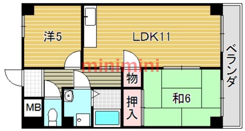 ローゼンガルテン(2LDK/6階)の間取り写真