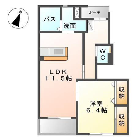 スプランディード(1LDK/1階)の間取り写真