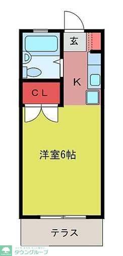 クロノス坂戸(1K/2階)の間取り写真