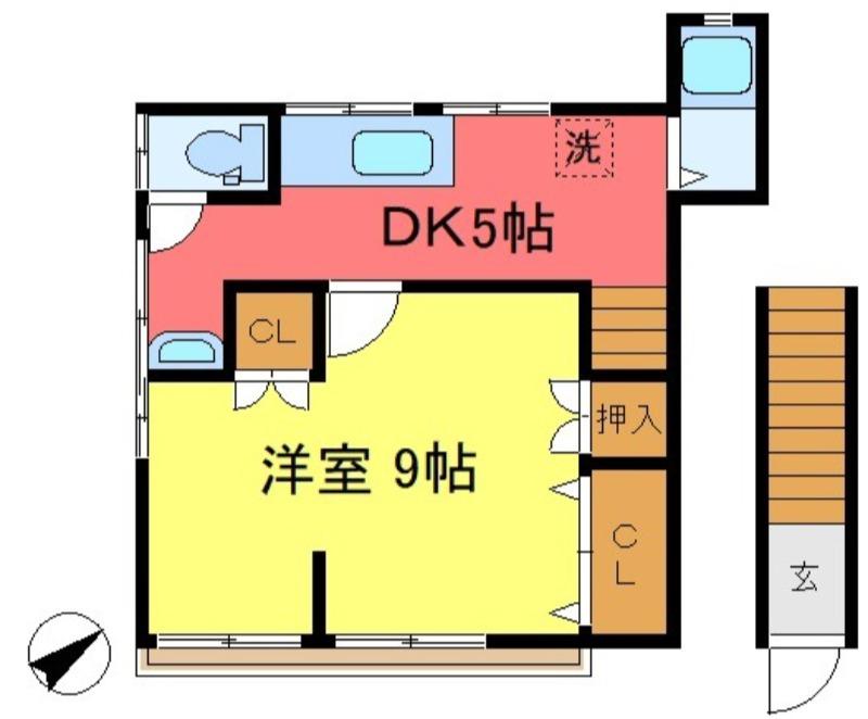 第5サニーハイツ(1DK/2階)の間取り写真