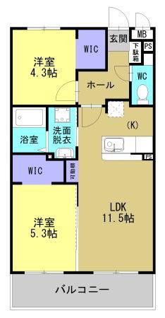 ARTH平松(2LDK/3階)の間取り写真