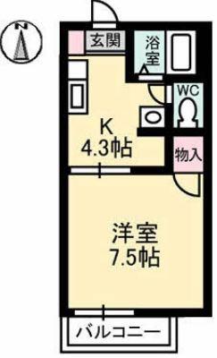 フレグランス野崎B(1K/2階)の間取り写真