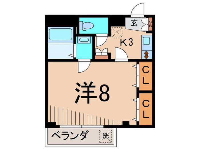 ハウスM(1K/3階)の間取り写真