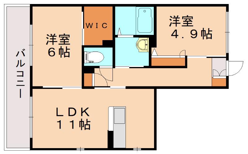 ボヌール(2LDK/2階)の間取り写真