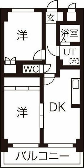 ガーデン山内(2DK/4階)の間取り写真