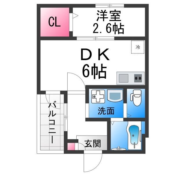 賑町シーエム・ディス(1DK/3階)の間取り写真