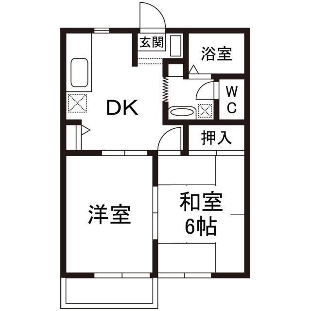 フィールドシティー(2DK/1階)の間取り写真