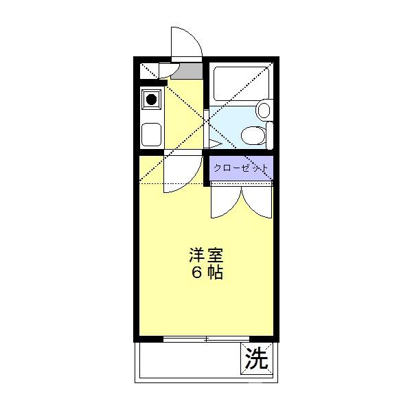 ローズハイツ朝霞(1K/2階)の間取り写真