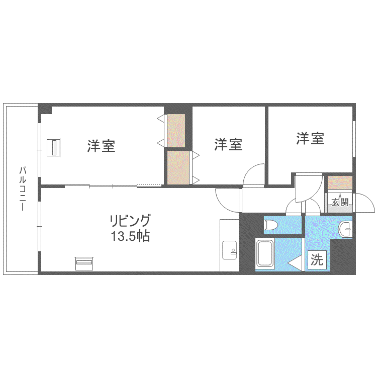 共済ハウス(3LDK/7階)の間取り写真