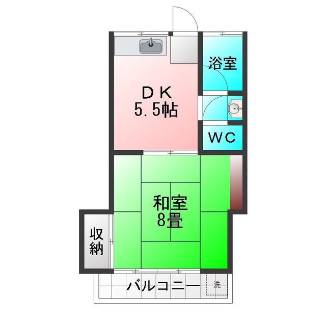 みずき荘(1DK/2階)の間取り写真