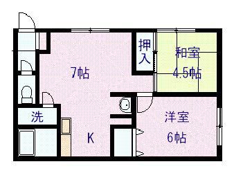 JR石北本線 新旭川駅 徒歩2分 2階建 築30年(2DK/2階)の間取り写真