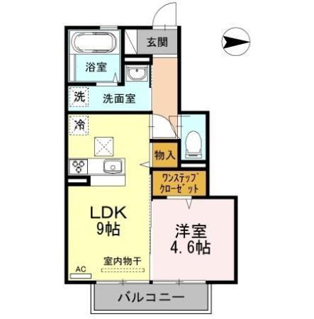 フィオーレ沖浜(1LDK/1階)の間取り写真