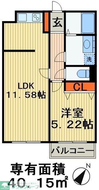 カムフォート登戸III(1LDK/1階)の間取り写真