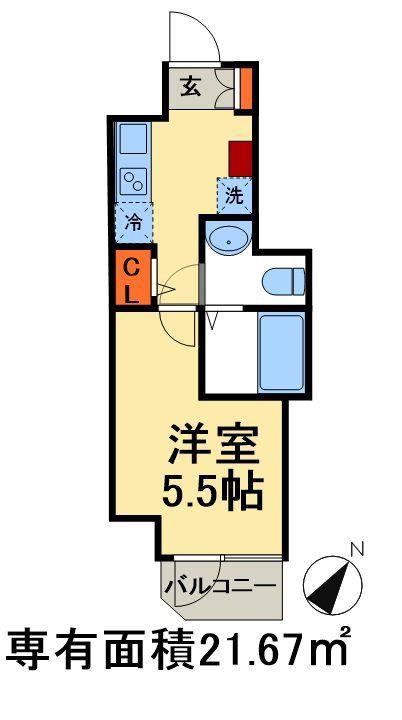 GENOVIA 西千葉(1K/9階)の間取り写真