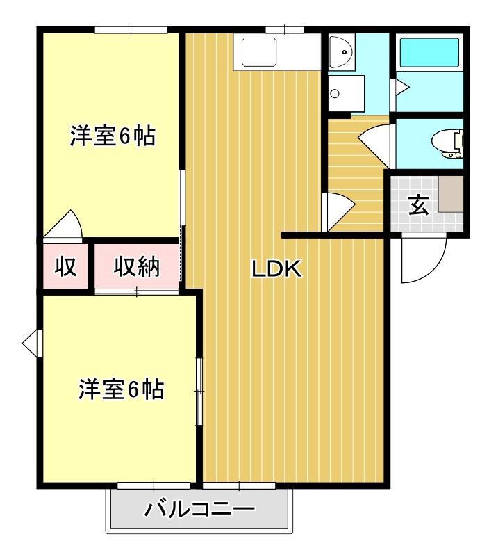 ハイネス平成I(2LDK/2階)の間取り写真