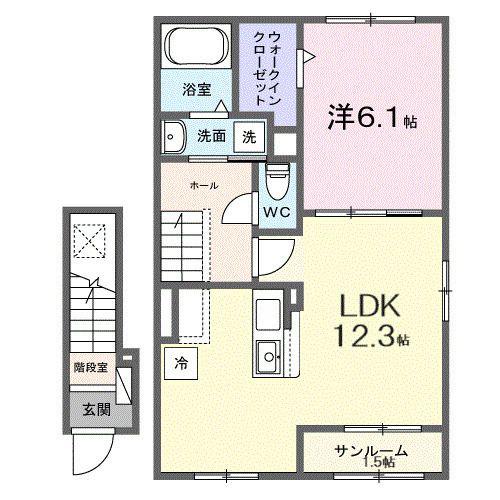 シリウス(1LDK/2階)の間取り写真