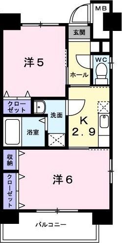 ベル ファミーユ(2K/2階)の間取り写真