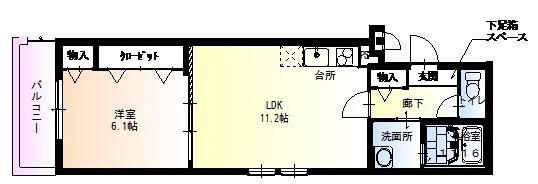 フジパレス園田Ⅱ番館(1LDK/2階)の間取り写真