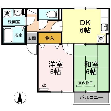 セジュール笠原A棟(2DK/1階)の間取り写真
