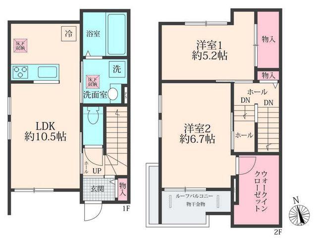 BLOOM COURT(2LDK/2階)の間取り写真