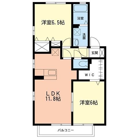 ファミールMーB(2LDK/2階)の間取り写真