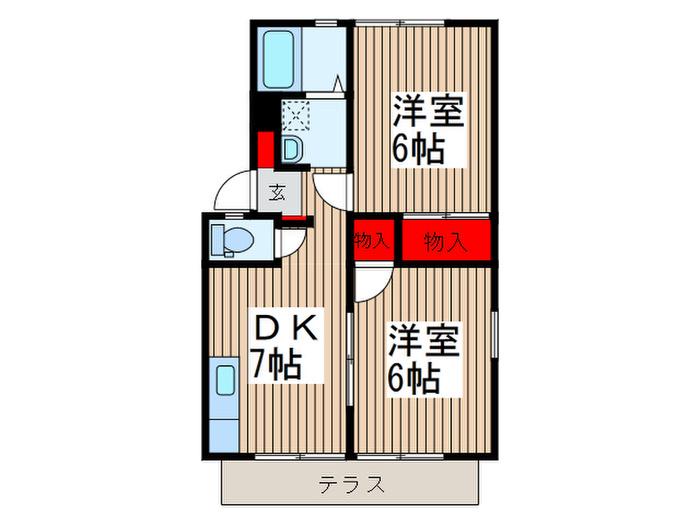 サンハイツ鍵山(2DK/1階)の間取り写真