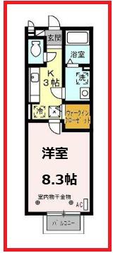 プランドール(1K/1階)の間取り写真