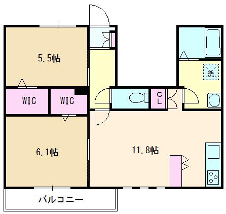 プレシア(2LDK/3階)の間取り写真
