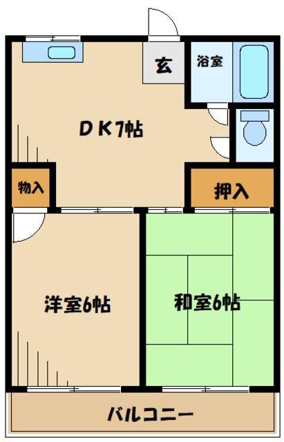 チェリータウン(2DK/3階)の間取り写真