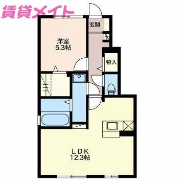 ルミエール(1LDK/1階)の間取り写真