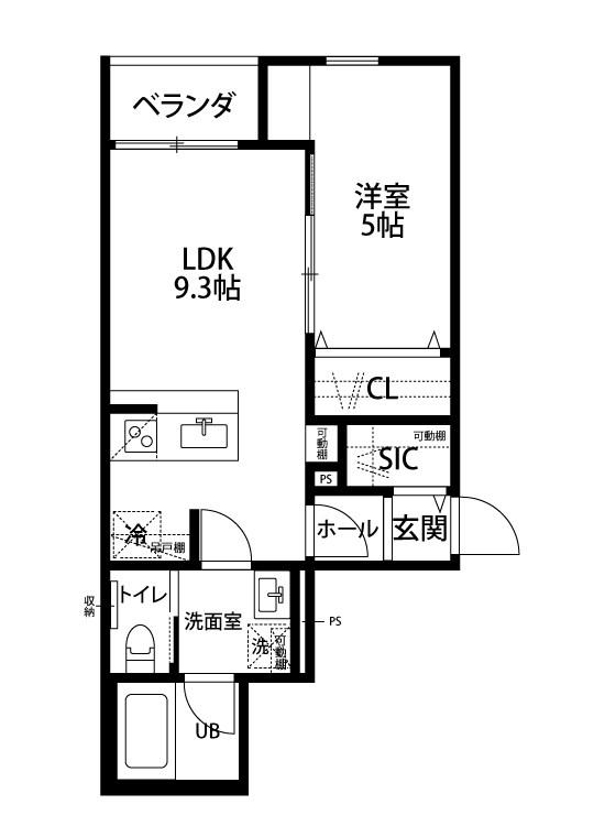 クレスト女池(1LDK/3階)の間取り写真
