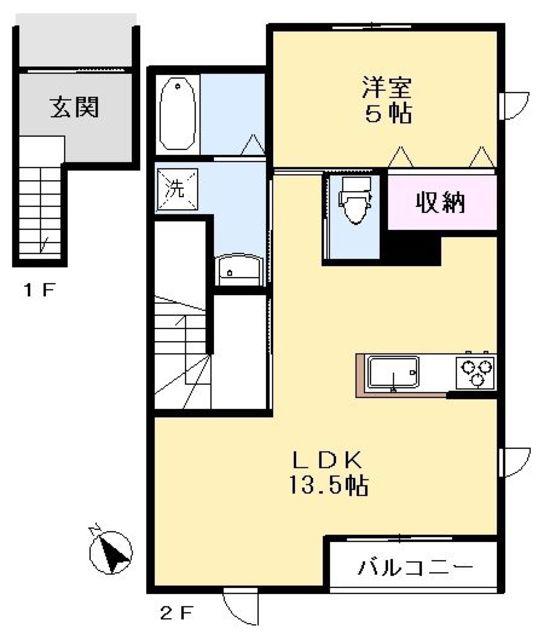 コリド赤塚 A(1LDK/2階)の間取り写真