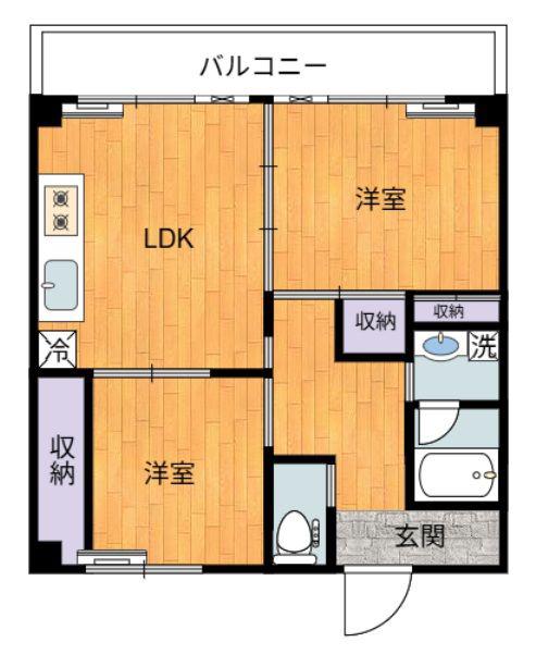 ウィステリア天神(2LDK/4階)の間取り写真