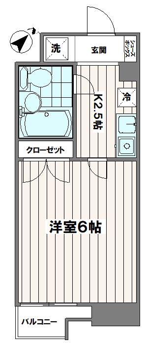 ハビタット(1K/1階)の間取り写真