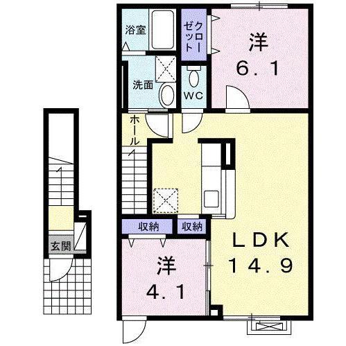 ベル モンターニュ(2LDK/2階)の間取り写真
