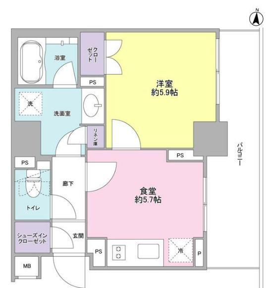 プラウドタワー亀戸(1DK/3階)の間取り写真
