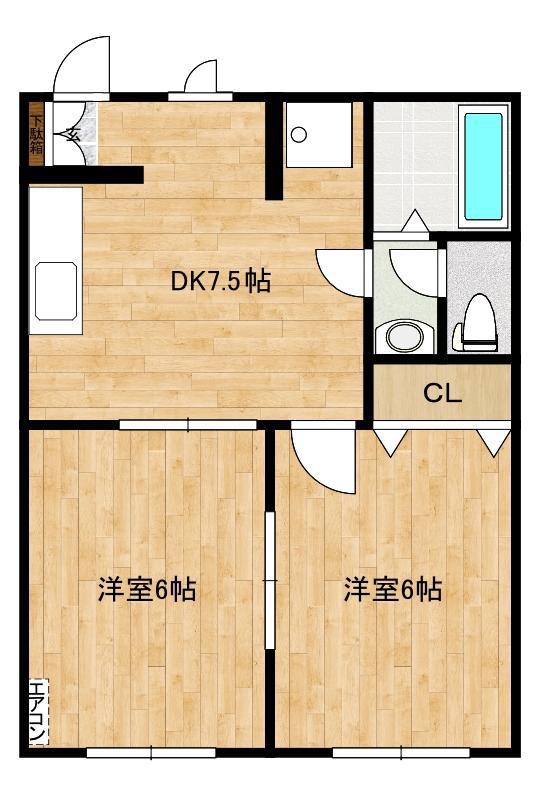 PLAZA TAXUS(2DK/2階)の間取り写真